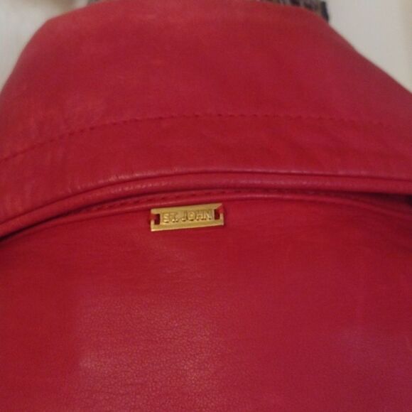 St. John lamb's leather moto jacket red size 6 - Picture 7 of 15